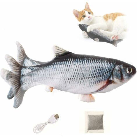 Chat Agitant Poissons RéAliste en Peluche Simulation ÉLectrique PoupéE  Poisson en Peluche Jouet Interactive Cadeaux Poissons