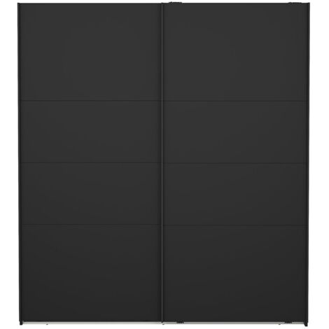 Catania Kleiderschrank 201x179x67cm, 2 Schiebetüren matt schwarz.