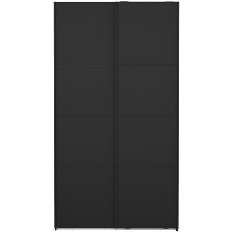 Catania Kleiderschrank 221x119x67cm, 2 Schiebetüren matt schwarz.