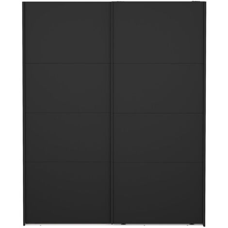 Catania Kleiderschrank 221x179x65cm, 2 Schiebetüren matt schwarz.