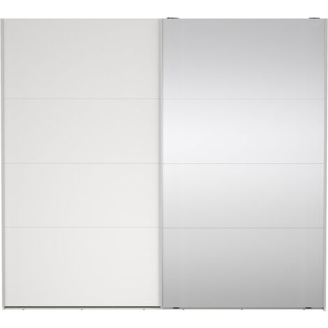Catania Kleiderschrank 221x244x67cm, 1 Schiebetür, 1 Schiebetür mit Spiegel weiß.