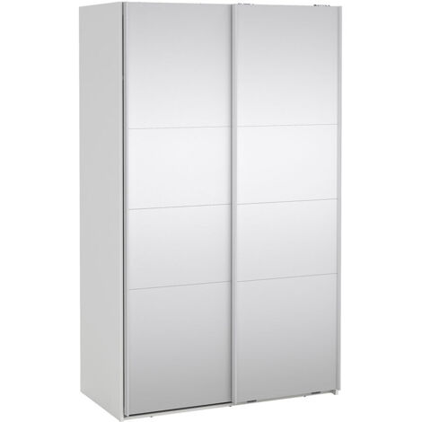 Catania Schiebetürenschrank 2 Türen mit Spiegel 120x200cm weiß.