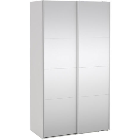 Catania Schiebetürenschrank 2 Türen mit Spiegel 120x220cm weiß.