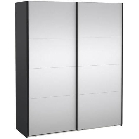Catania Schiebetürenschrank 2 Türen mit Spiegel 180x220cm matt grau.