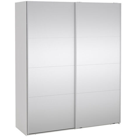 Catania Schiebetürenschrank 2 Türen mit Spiegel 180x220cm weiß.