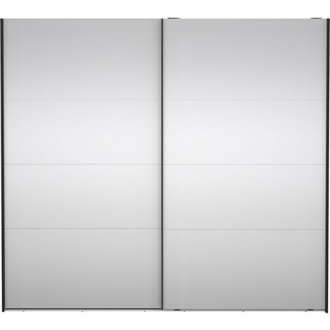 Catania Schiebetürenschrank 2 Türen mit Spiegel 245x220cm matt schwarz.