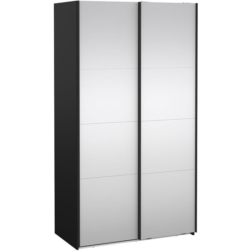 Ebuy24 Catania Schiebetürenschrank 2 Türen Mit Spiegel 120x220cm Matt Schwarz.