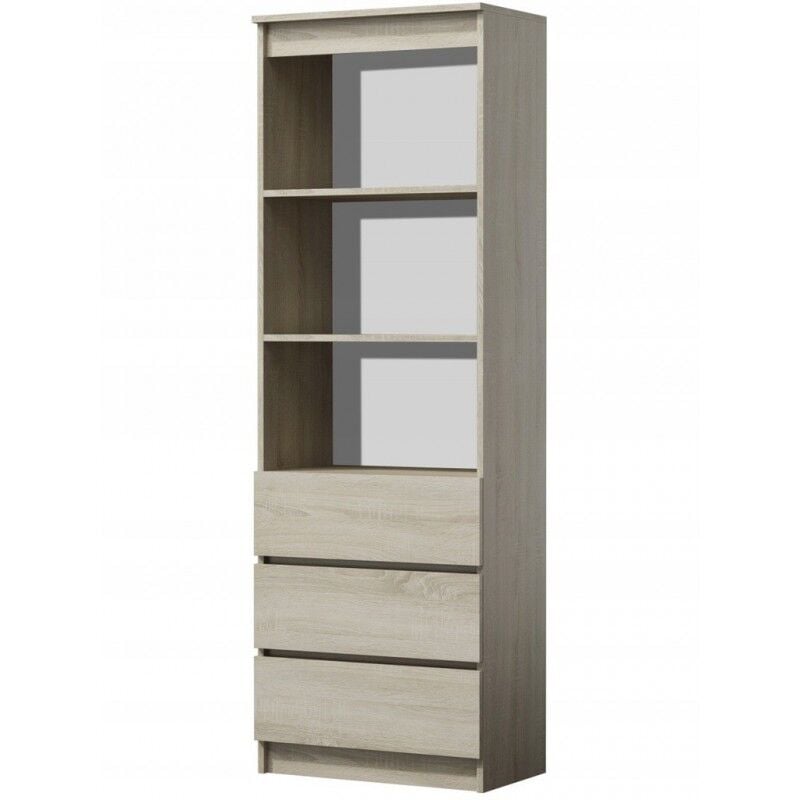 Catania - Modern bookcase 3 drawers + 2 shelves - 180x60x35 - Storage unit - Decorative bookshelves - Wood imitation