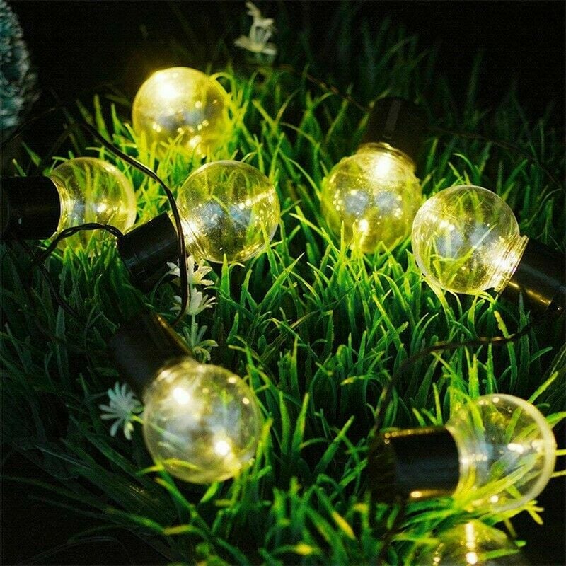 Image of Catena 20 lampadine ricarica luce led energia pannello solare stringa esterno in giardino porticati locali pub