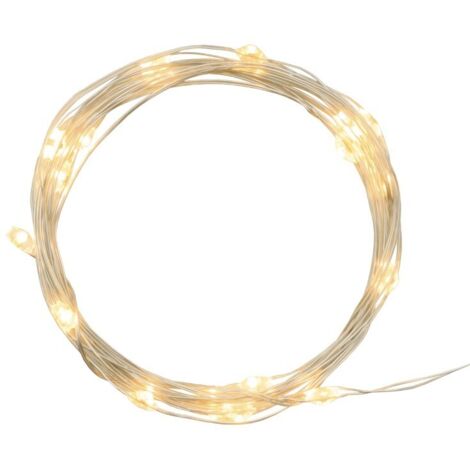 Catena 20 microled bianco caldo cavo metal argento Lotti importex