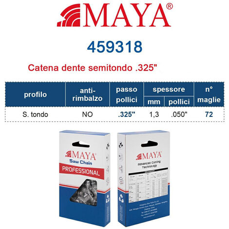Catena 325&quot 1.3 mm - .050&quot 72 maglie senza antirimbalzo profilo Semi tondo - 459318