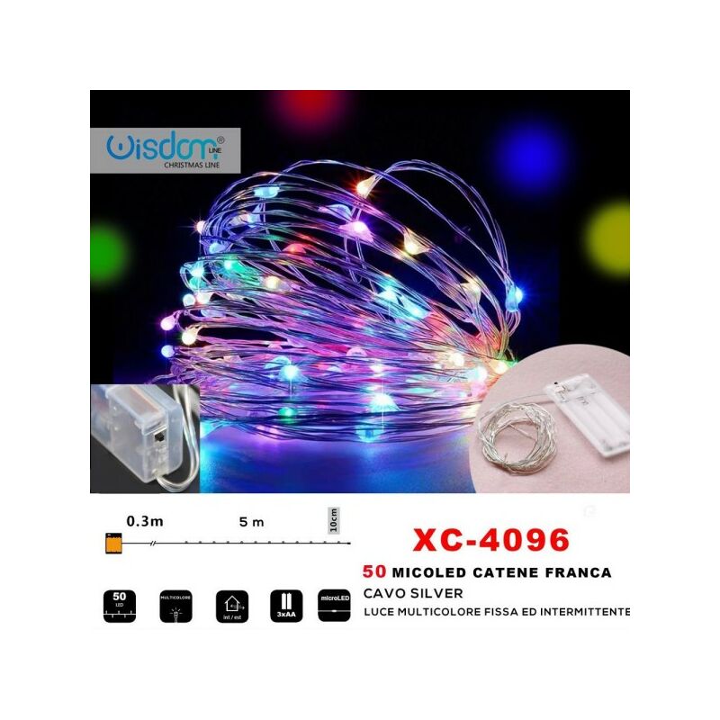 Image of Trade Shop - Catena 50 Microled a Batteria Luce Multicolore Fissa + Intermittente Xc-4096