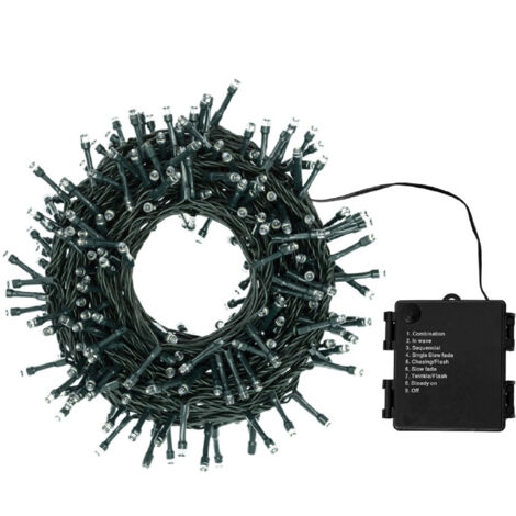 Catena a batteria luminosa 300 led bianco caldo Interno/Esterno 31mt LUCI ALBERO NATALE