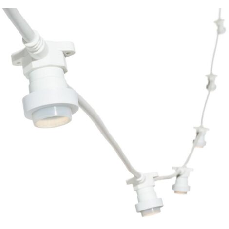 CATENA CATENARIA LUMINOSA 10 METRI BIANCA PER 10 LAMPADINE LED E27 DA ESTERNO IP65
