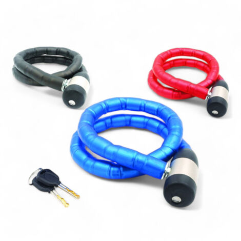 Catena con serratura antifurto per moto e biciclette 2,3 cm snodabile in acciaio gommato