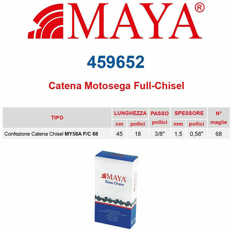 Catena confezionata 3/8" 1.5 mm - .058" 68 maglie con antirimbalzo profilo Quadro maya- 459652