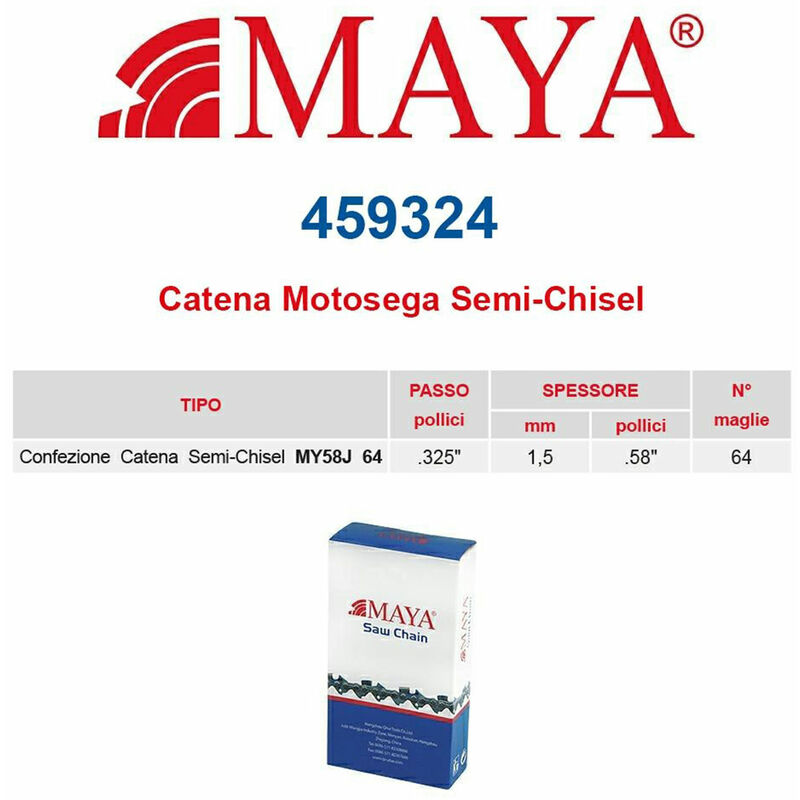 Image of Catena confezionata .325" 1.5 mm - .058" 64 maglie senza antirimbalzo profilo Semi tondo - 459324