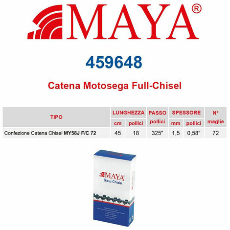 Catena confezionata .325&quot 1.5 mm - .058&quot 72 maglie con antirimbalzo profilo Quadro - 459648