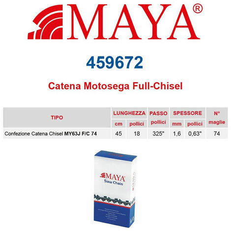 Catena confezionata .325&quot 1.6 mm - .063&quot 74 maglie con antirimbalzo profilo Quadro - 459672