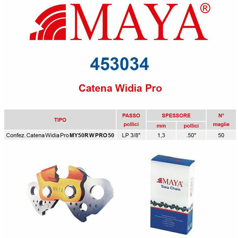 Catena confezionata in Widia PRO LP 3/8&quot 1.3 mm - .050&quot 50 maglie con antirimbalzo MAYA - 453034
