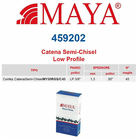 Catena confezionata LP 3/8&quot 1.3 mm - .050&quot 45 maglie con antirimbalzo profilo Semi tondo MAYA- 459202