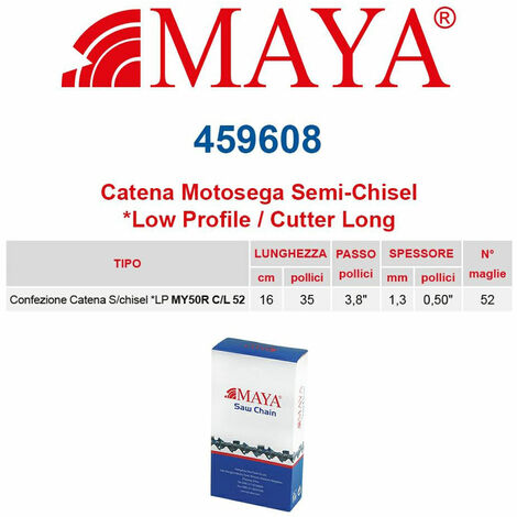 Catena confezionata LP 3/8&quot 1.3 mm - .050&quot 52 maglie senza antirimbalzo profilo Semi tondo lungo - 459608