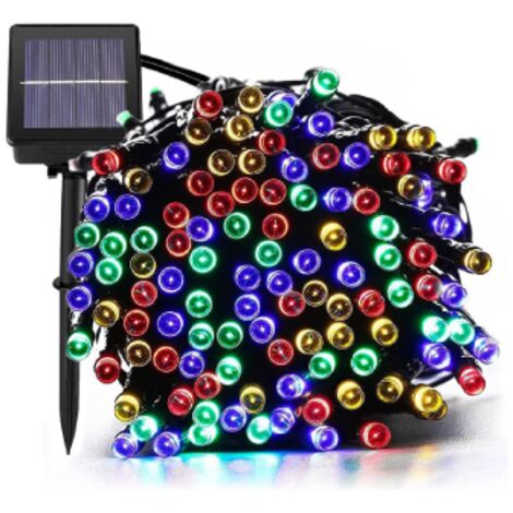 Catena di luci 7 metri da 100 Led Multicolore con pannello solare con cavo verde Wisdom