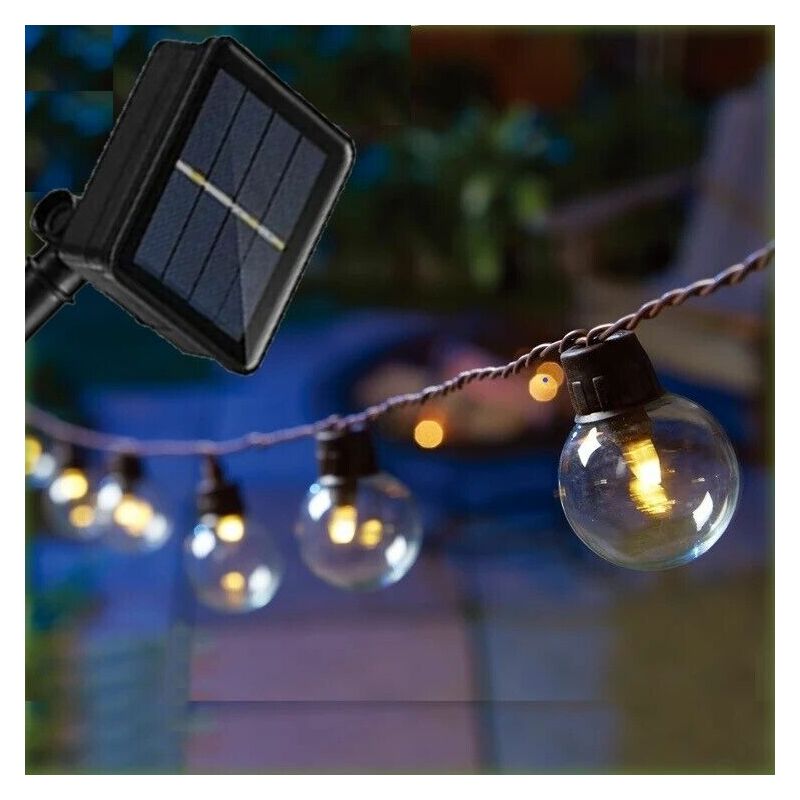 Image of Catena di luci a Led 20 Lampadine per esterno da Giardino energia solare da 5.8M