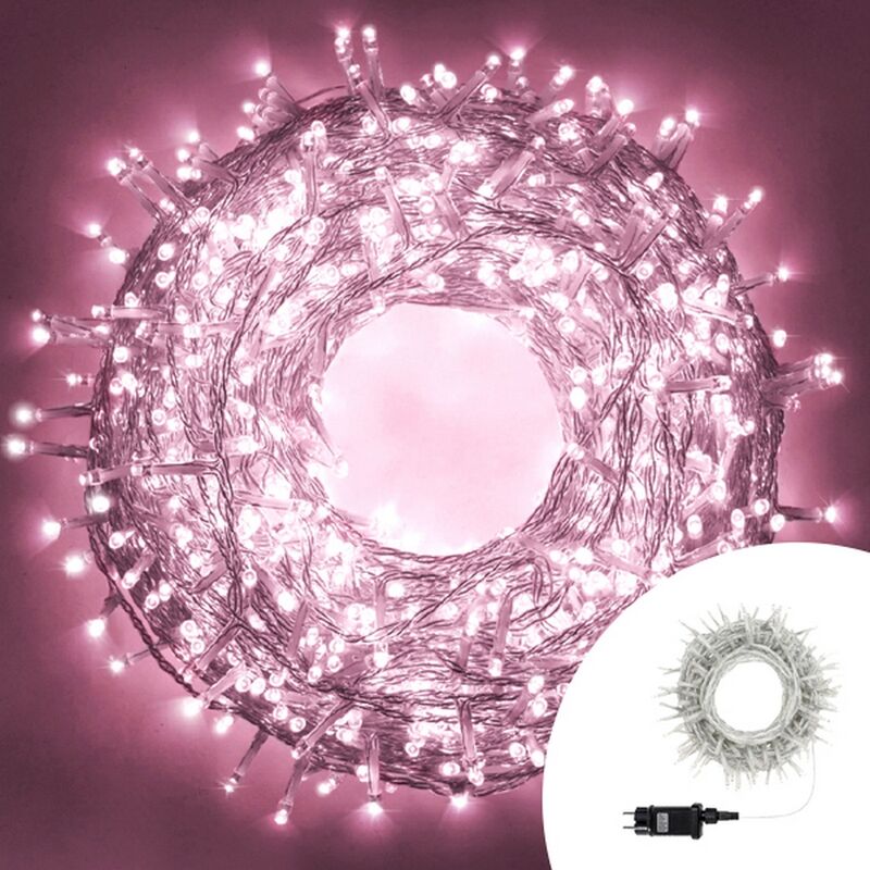 Image of Catena di luci 15 metri da 300 Led Rosa con cavo trasparente Wisdom