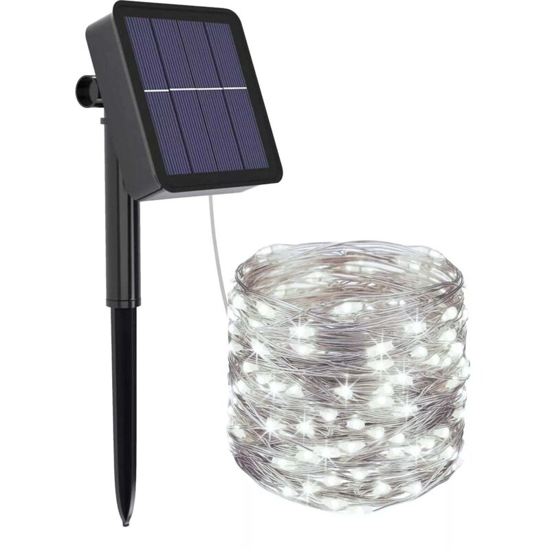 Catena di luci LED 20m per esterni con pannello solare - 8 modalità Bianco Freddo Singolo