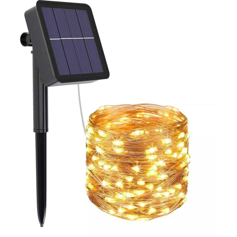 Catena di luci LED 20m per esterni con pannello solare - 8 modalità Bianco Caldo Singolo