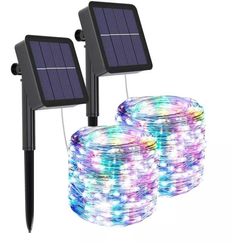 Catena di luci LED 20m per esterni con pannello solare - 8 modalità Multicolore Set da 2