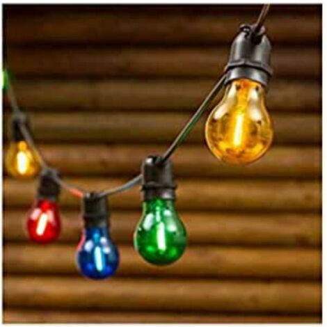 Catena LED di 20 lampadine multicolor, da esterno, lunghezza 5.8m