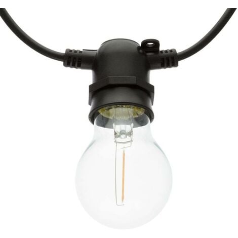 Catena di luci per Feste, 5 m, 10 lampadine in Vetro 6 cm, E27, LED Bianco Caldo, Cavo Nero