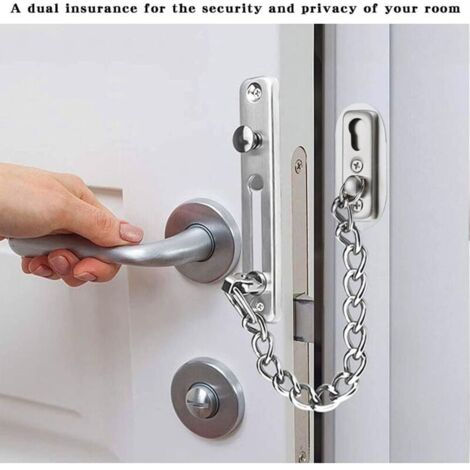 Catena di sicurezza, catena per porta in acciaio inox 304, catena di sicurezza con viti, per porte e finestre interne di hotel per famiglie, finitura argento cromato spazzolato