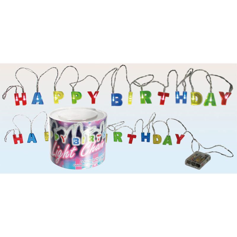 Image of Lgvshopping - Catena Ghirlanda Luci Luce con 15 Led Multicolore Scritta Happy Birthday 230cm