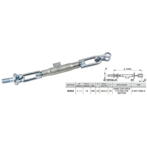 Catena imbrigliamento 51012 Cermag SAME 1+1 maglie A14mm L490mm filetto M24x2,5