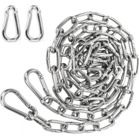 Catena in acciaio inossidabile da 3 mm e 2 m, catena in acciaio + 2 moschettoni di prolunga per appendere l'amaca multifunzionale.