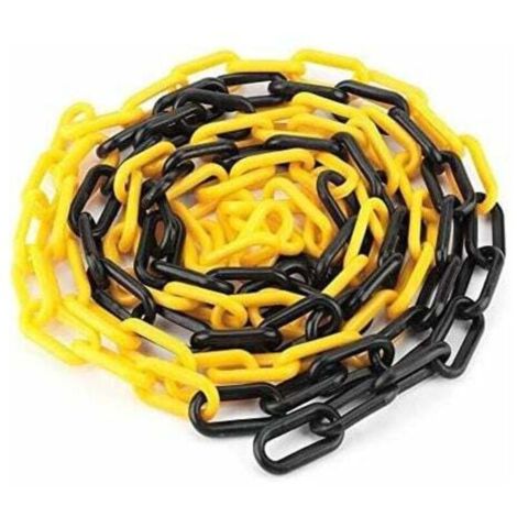 Catena in plastica nera e gialla, 6 mm, 25 metri