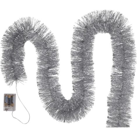 Catena LED argento per albero di Natale, funzionamento a batteria, PER ALBERO DI NATALE, 6 metri