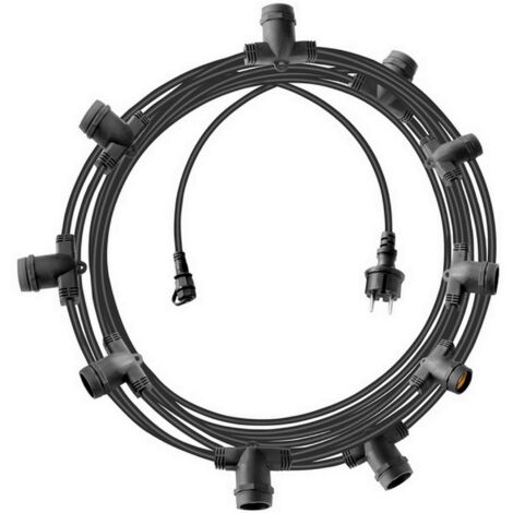 Catena Luci Esterno 10 Metri Senza Lampadine  Brennenstuhl 1175190020  Catena Luminosa con 10 Portalampade E27  Adatta ad Utilizzo Interno & Esterno  Classe di Protezione IP44  Spina DE 2 Poli