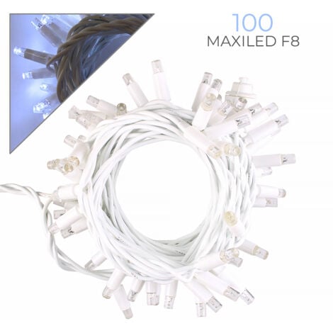 CATENA LUMINOSA 100 MAXI-LED CAVO BIANCO PROLUNGABILE CON LUCE BIANCA FISSA E INTERMITTENTE - PER DECORAZIONI EFFETTO CIELO STELLATO