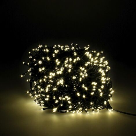 Catena luminosa 1000 led bianco CALDO Interno/Esterno 50mt LUCI ALBERO NATALE