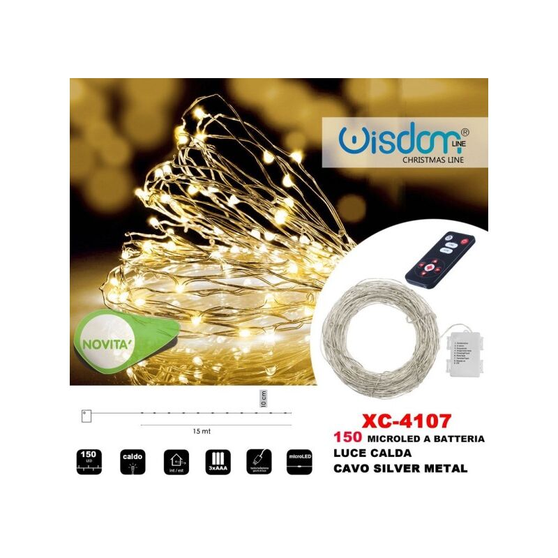 Image of Trade Shop - Catena Luminosa 150 Microled a Batteria Cavo Silver Metal Luce Calda Xc-4107