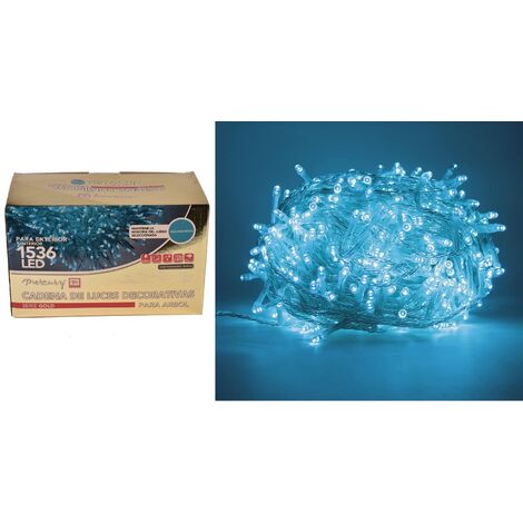 Catena luminosa 1536 led ACQUAMARINA Interno/Esterno 30,7mt - CAVO TRASPARENTE - LUCI ALBERO NATALE - MERCURY SERIE GOLD
