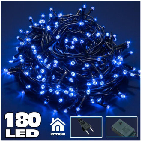 Catena Luminosa 180 Luci Led Lucciole Blu Con Controller 8 Funzioni Interno