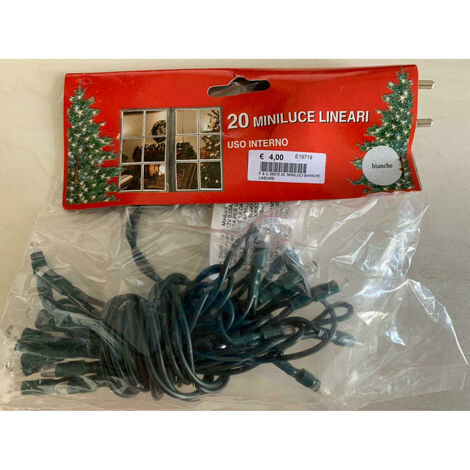 CIAO SRL CATENA LUMINOSA 20 MINILUCI BIANCHE LINEARE USO INTERNO 1,30 Mt NATALE