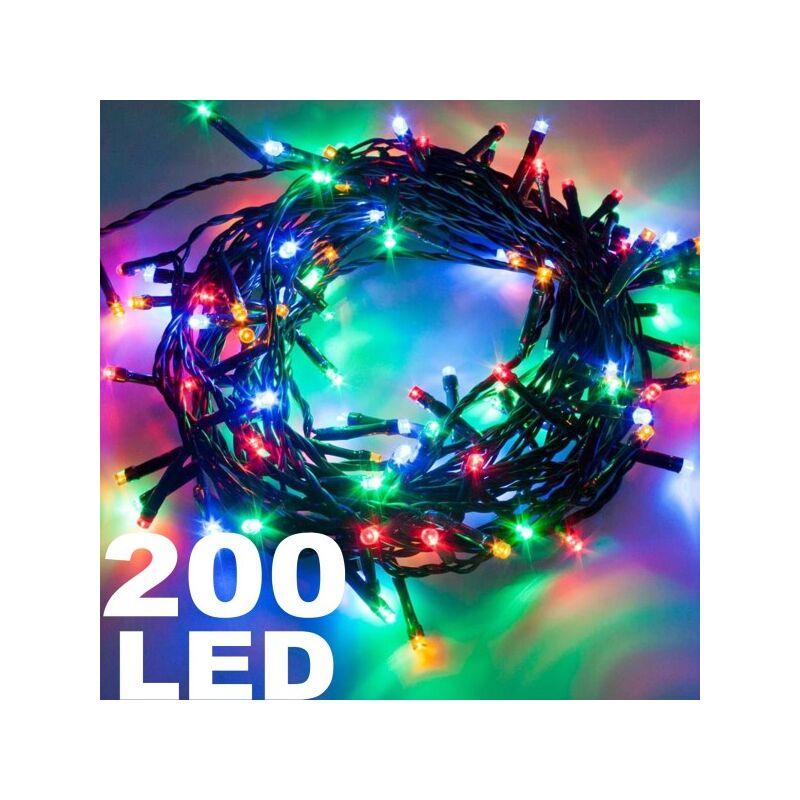 Image of Trade Shop - Catena Luminosa 200 Luci Led Lucciole Multicolor Rgb Con Controller 8 Funzioni