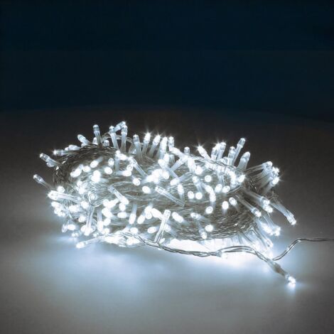 Catena luminosa 300 led bianco FREDDO per esterni/interno CAVO TRASPARENTE LUCI ALBERO NATALE