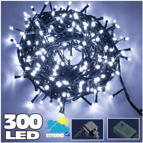 Catena Luminosa 300 Led Bianco Freddo Uso Interno Con Controller 8 Funz.